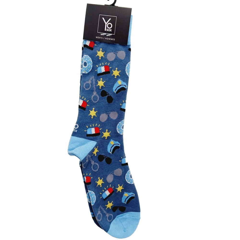 Socks Crew Police Badge Men Women Hat Handcuffs Sunglasses Light Siren Yo Sox